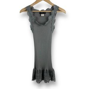 Gray Lace Trim Tank Top